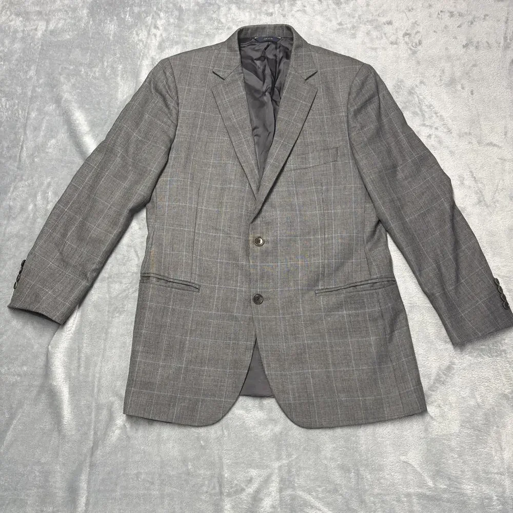 Brooks Brothers 1818 Fitzgerald Saxxon Blazer Mens 39R Grey Wool Check Suit